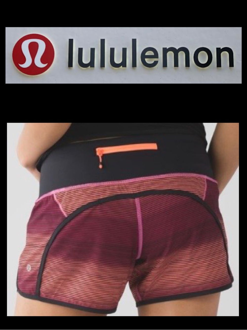 LULULEMON RUN TIMES SHORT*4-way STRETCH 4" Simply Radiant Pink Paradise Black